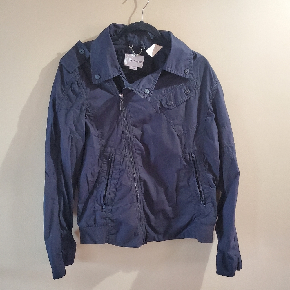 Black Energie Jacket with Pockets & Button Details – Size Large